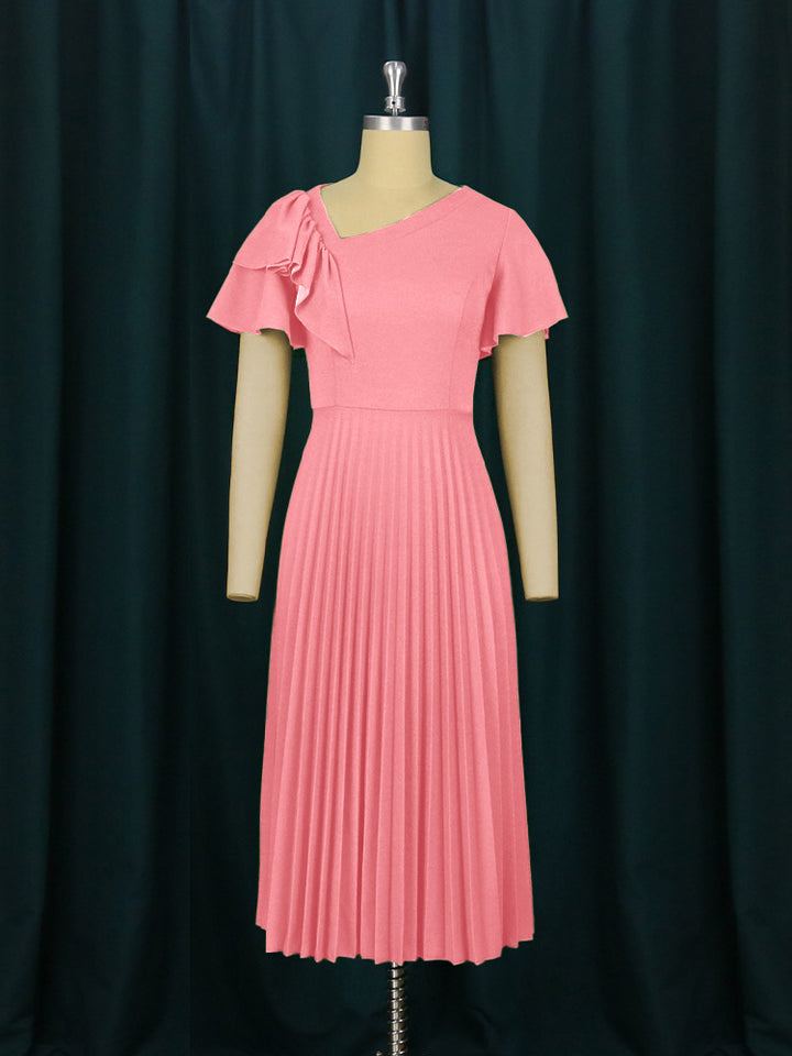 Damer elegant plisseret kjole med asymmetrisk ruffle-detail Skovae