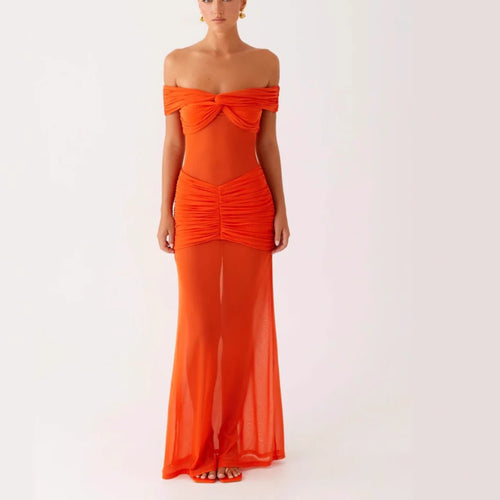 Dame Off-Shoulder Maxikjole med elegant flæse design Stilla