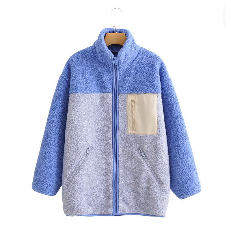 Kvinders Fluffy Fleece Jakke med Høj Krave og Lynlås Stilla
