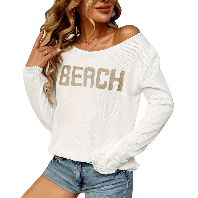Dame Off-Shoulder Let Strandbettepullover Stilla