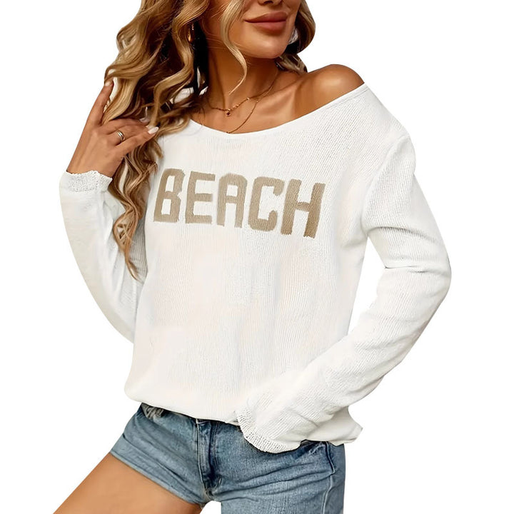 Dame Off-Shoulder Let Strandbettepullover Stilla