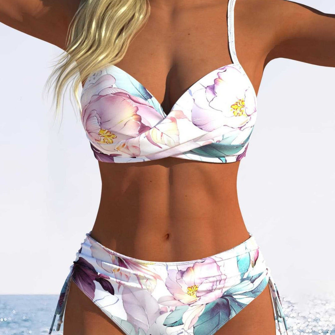Dame Bikini-sæt med geometrisk design og justerbar talje Skovae