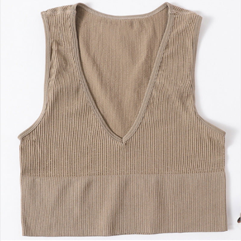 Dame Rib- V-udskæring Crop Top Stilla