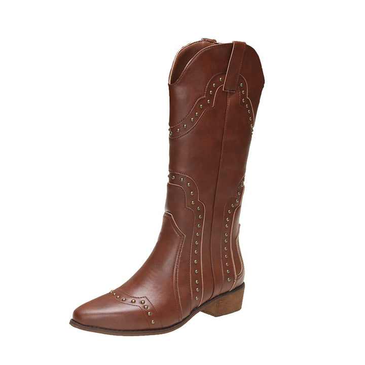 Dame cowboystøvler med dekorative nitter og moderne design Stilla
