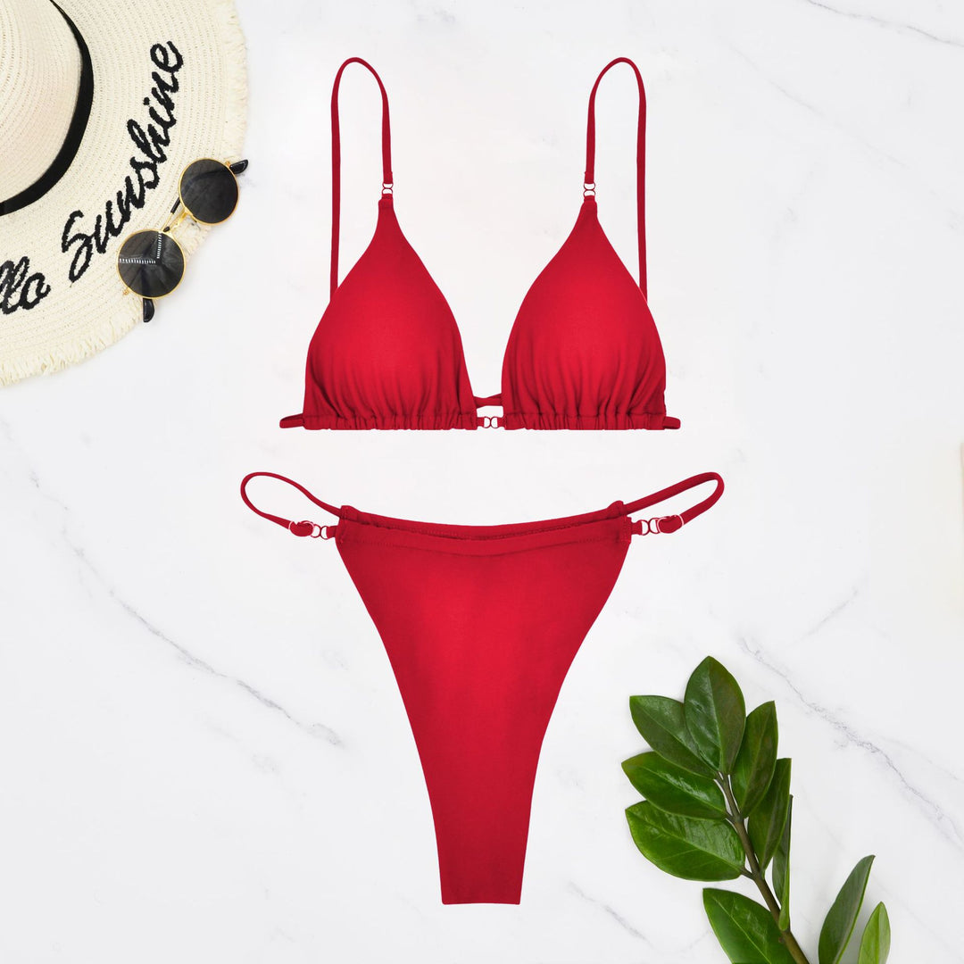 Dame triangel-bikini med fine ruffle-detaljer og justerbare stropper Skovae