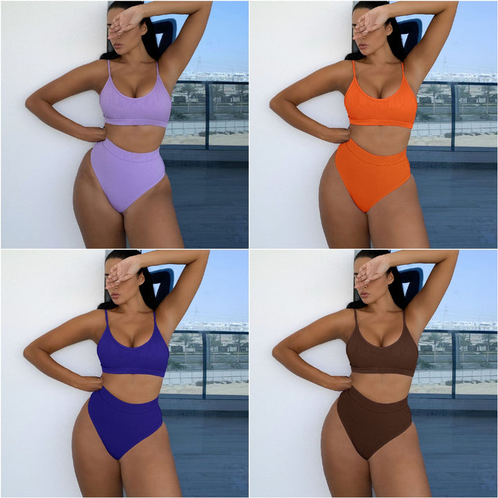 Dame High-Waisted Bikini-Sæt med sporty snit og behageligt bæresystem Stilla