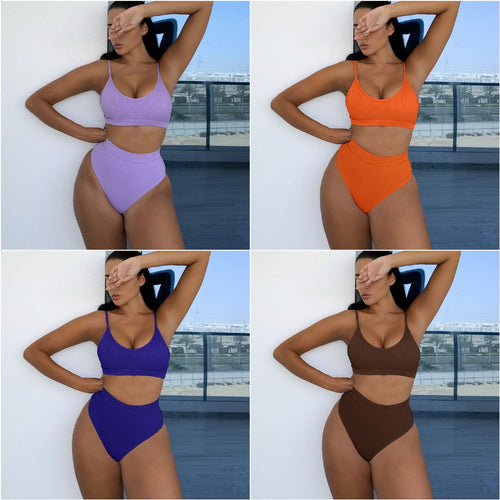 Dame High-Waisted Bikini-Sæt med sporty snit og behageligt bæresystem Stilla