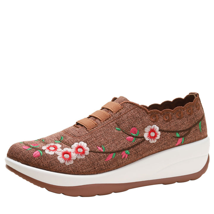 Dame sneakers med floral broderi og elastisk indgang Stilla