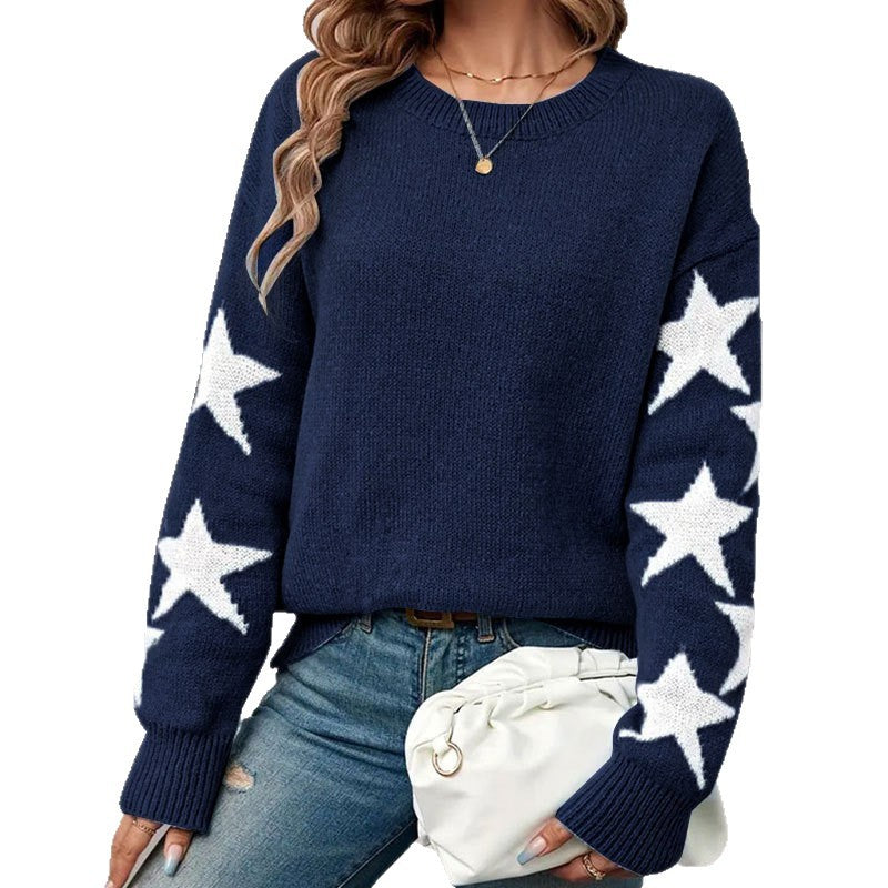 Kvinders sweater med stjernesymmetrisk design og moderne detaljer Stilla