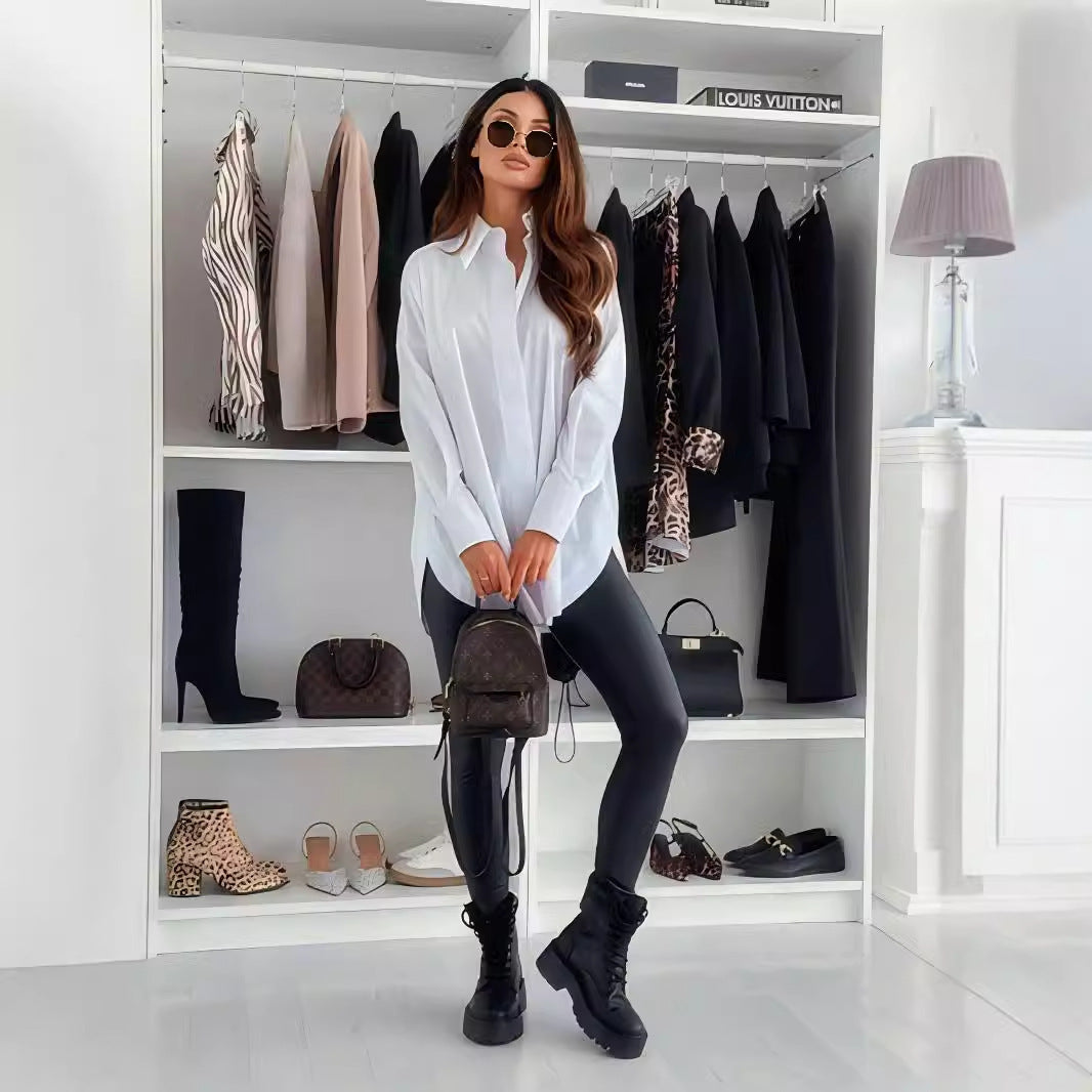 Dame elegant bluse med moderne oversized snit og strukturerede ærmer Stilla