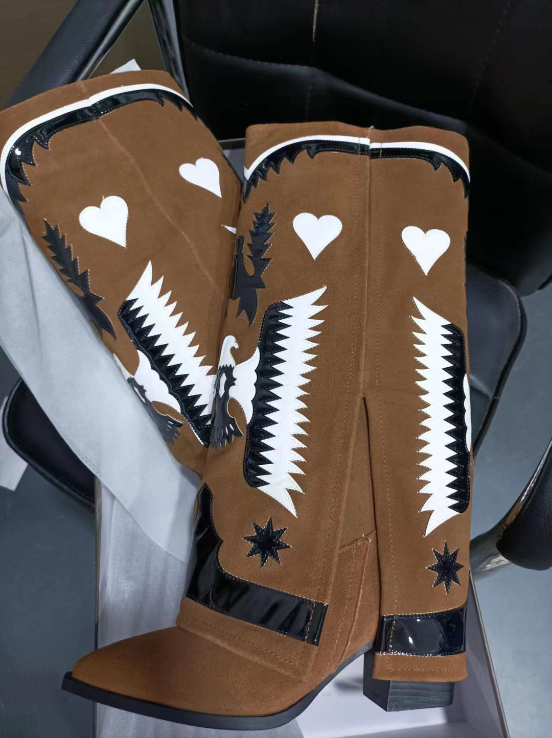 Femme Dekorative Western-stil Knæhøje Støvler Stilla