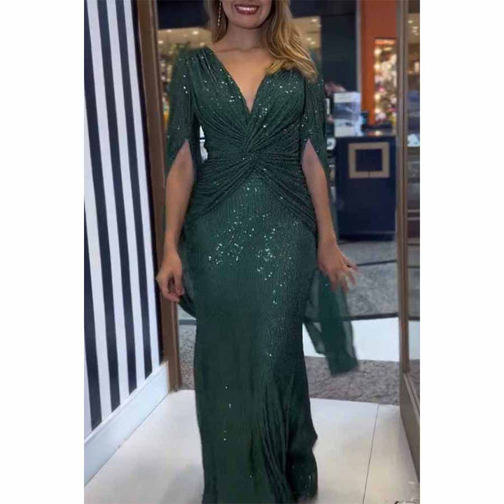 Dame Glamourøs Aftenkjole med side Drapering og elegante Flæsekanter Stiila