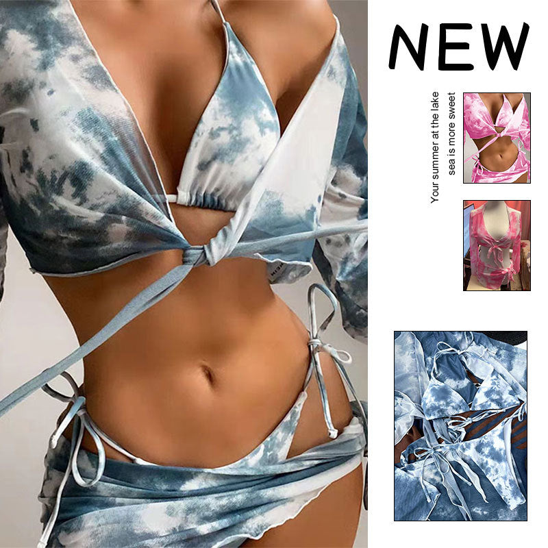Dame Tie-Front Langærmet Bikini Sæt Stilla