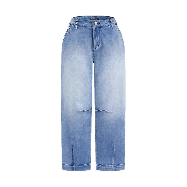 Dame løse jeans med moderne kort snit og høj talje