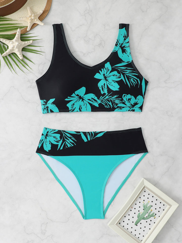Dame bikini-sæt med sporty top og høj talje Stilla