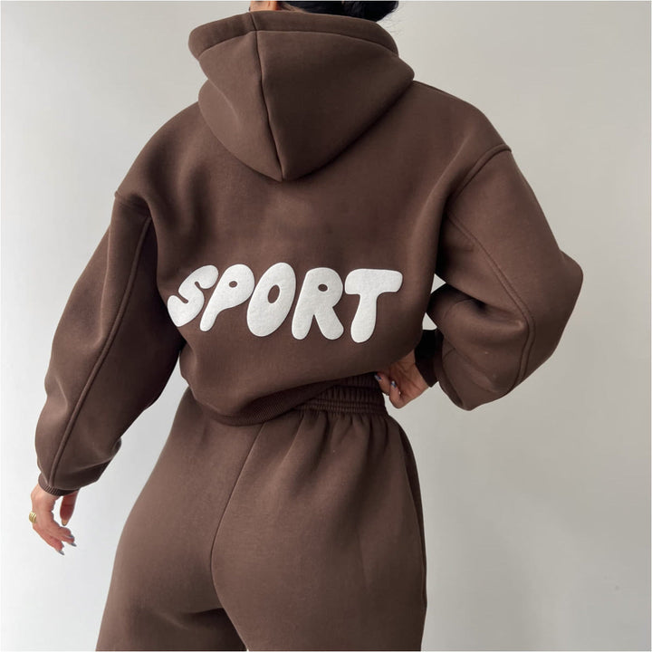 Stilla | Trendy Hættetrøje Print Sports To-delt Sæt