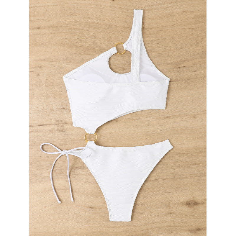 Dame One-Sided Bikini med mode ringdetaljer Stilla