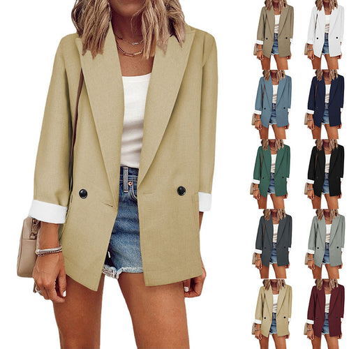 Dame afslappet oversized blazer med to knapper og dybe lommer Stilla
