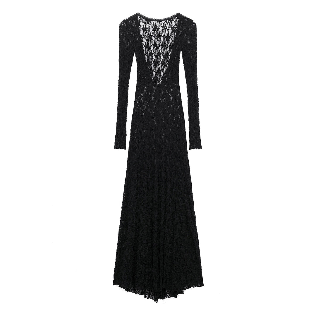 Femme Elegant Spids-Maxi-Kjole med dyb V-udskæring Stilla