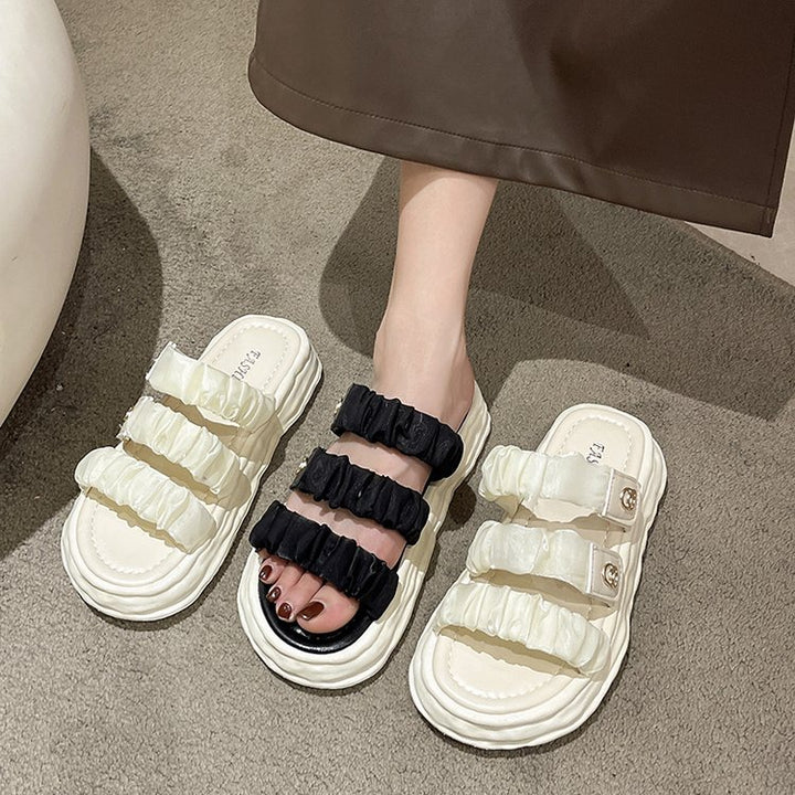Damer Komfortable Chunky Slide-Sandaler med dekorative stropper og behagelig sål Stilla