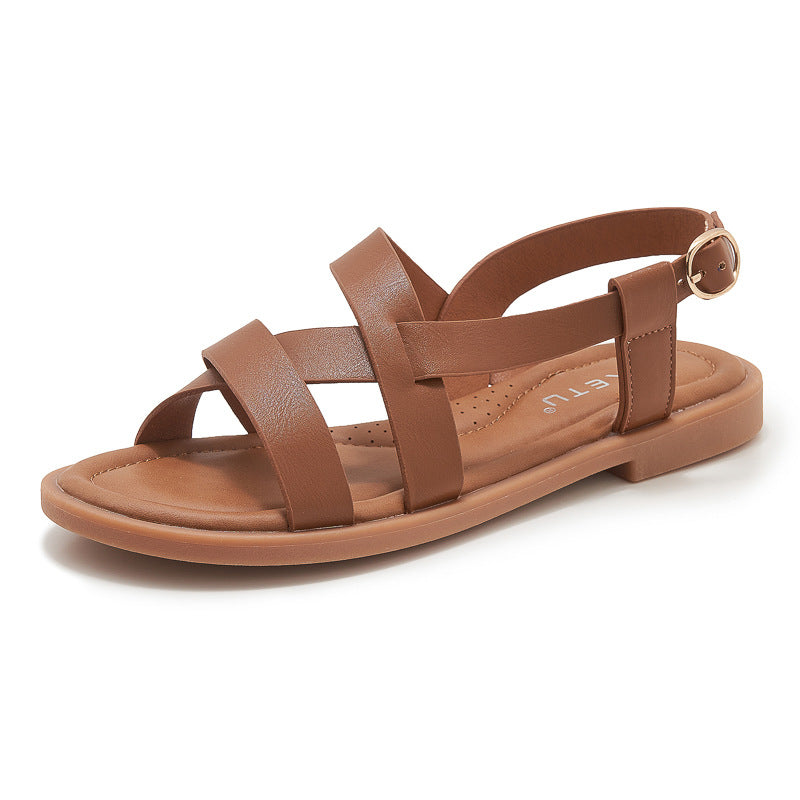 Dame sandaler med elegant krydsrem og justerbar hælrem Stilla