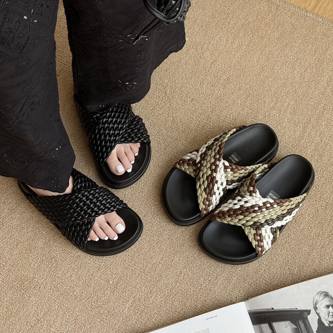 Femme Krydset Vevet Slide Sandaler Stilla