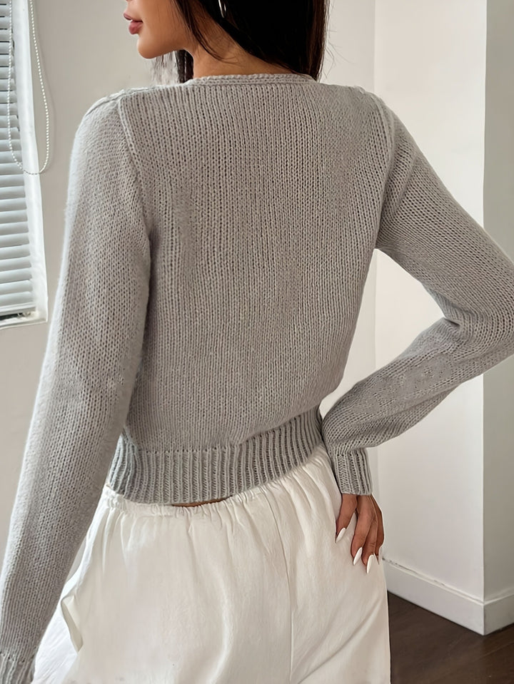 Femme Cropped Åben Frontstrikjakke Stilla