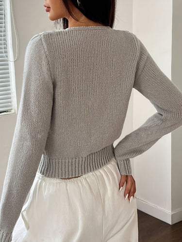 Femme Cropped Åben Frontstrikjakke Stilla