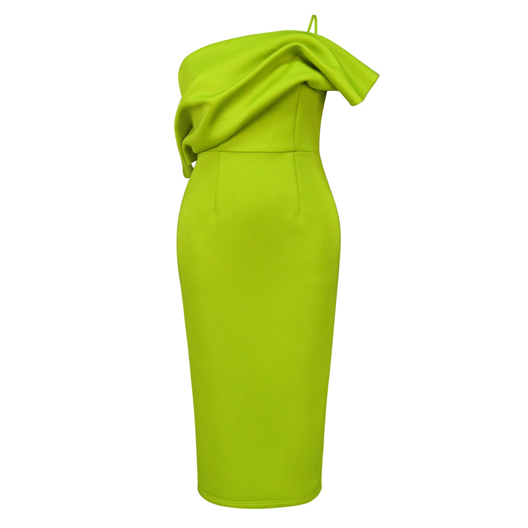 Dame Elegant Maxikjole med asymmetrisk design og drapering Skovae