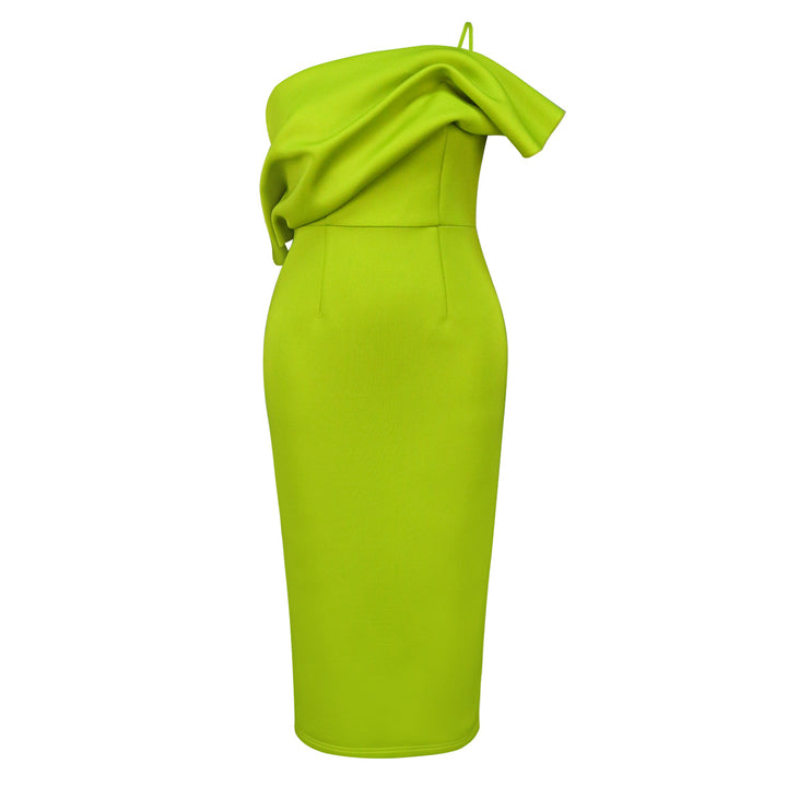 Dame Elegant Maxikjole med asymmetrisk design og drapering Skovae