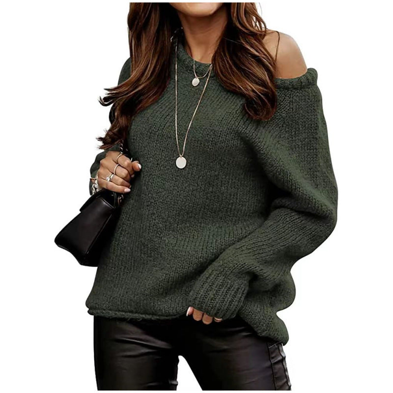 Kvinders moderne strikpullover med off-the-shoulder design og oversized pasform Stilla