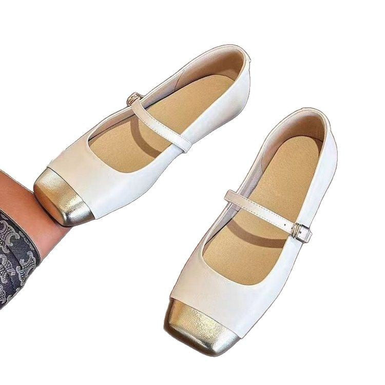 Dame elegante Ballerinas med moderigtige spænde lukning og stilfuldt glimmer element Stilla