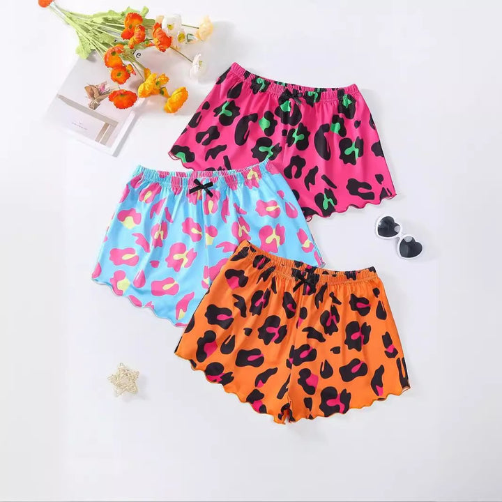 Dame fashionable shorts sæt med iøjnefaldende leopardmønster Stilla