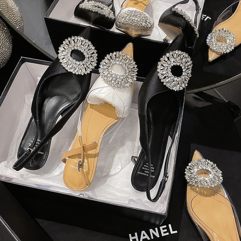 Femme Slingback Hæle Pumper med Krystaldekoration Stilla