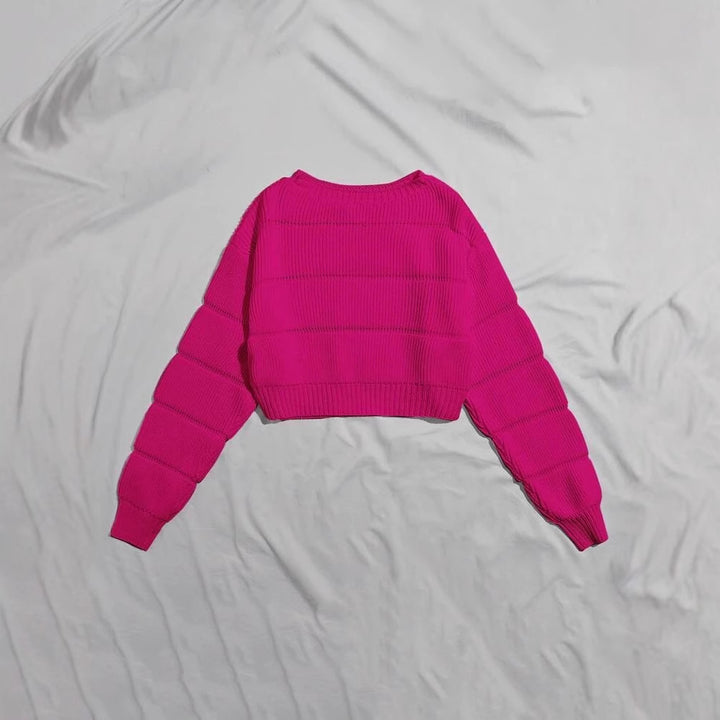 Dame moderigtige bløde crop pullover med tekstureret design Stilla