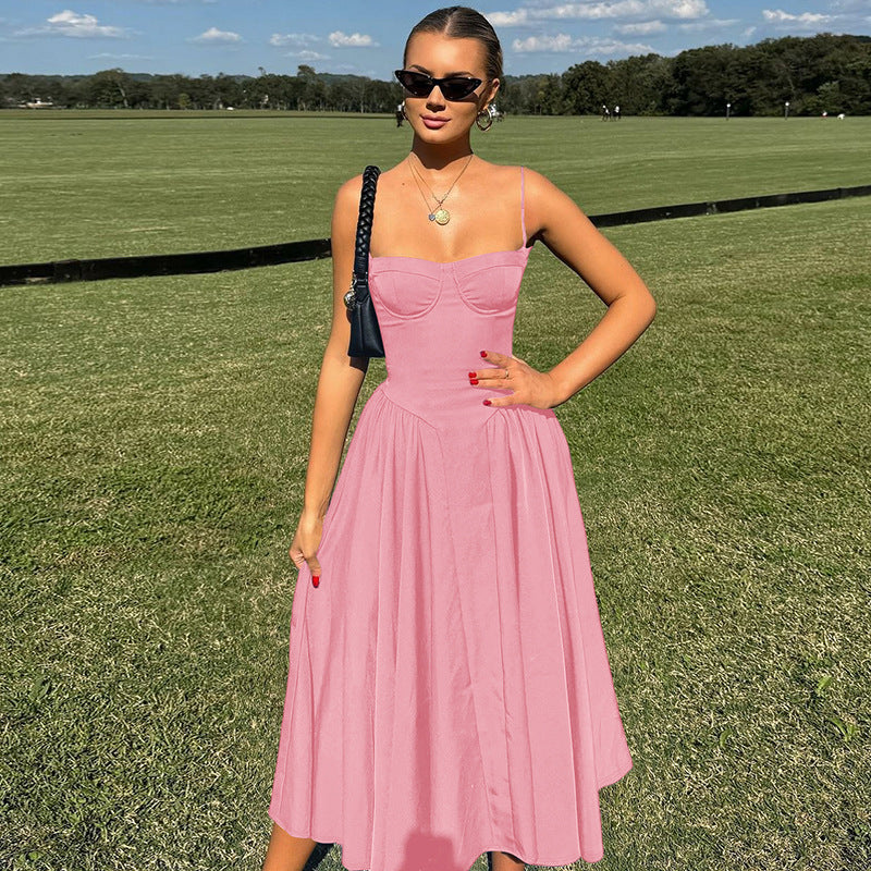 Dame Maxi-kjole med elegant bustier-overdel og flydende nederdel Skovae