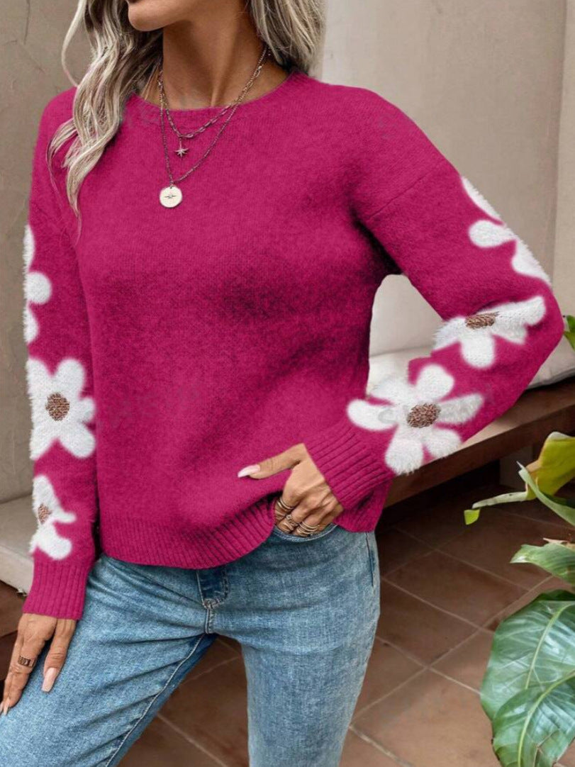 Kvinders sweater med blomsterdesign og tekstureret jersey Stilla