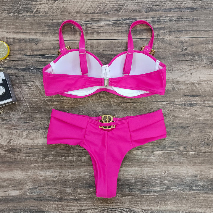 Dame bikini-sæt med elegant push-up BH og moderne højt skårne trusser Stilla