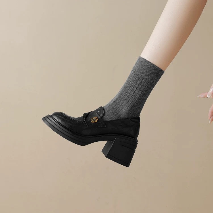 Dame Elegante Loafers med smidigt læder og robust blokhæl Stilla