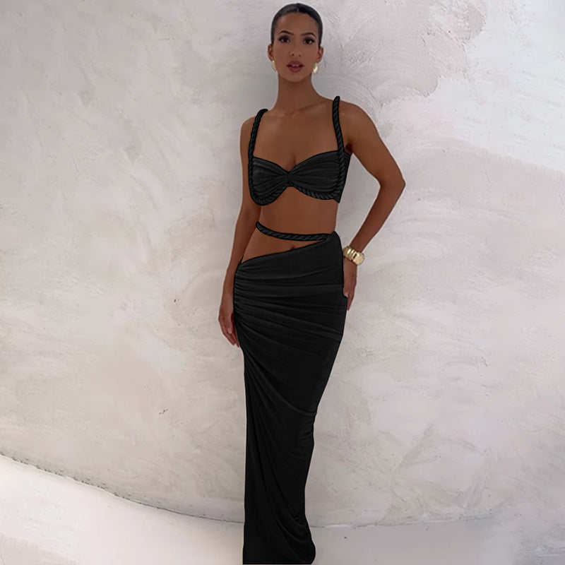 Dame trapformet aftenkjole med trendy farvegradient og elegant drapering Stilla