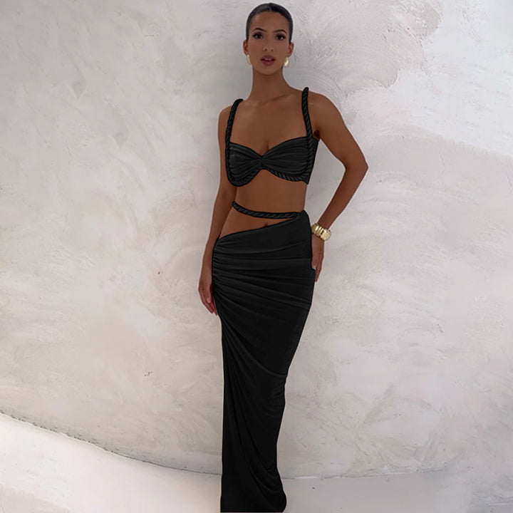 Dame trapformet aftenkjole med trendy farvegradient og elegant drapering Stilla