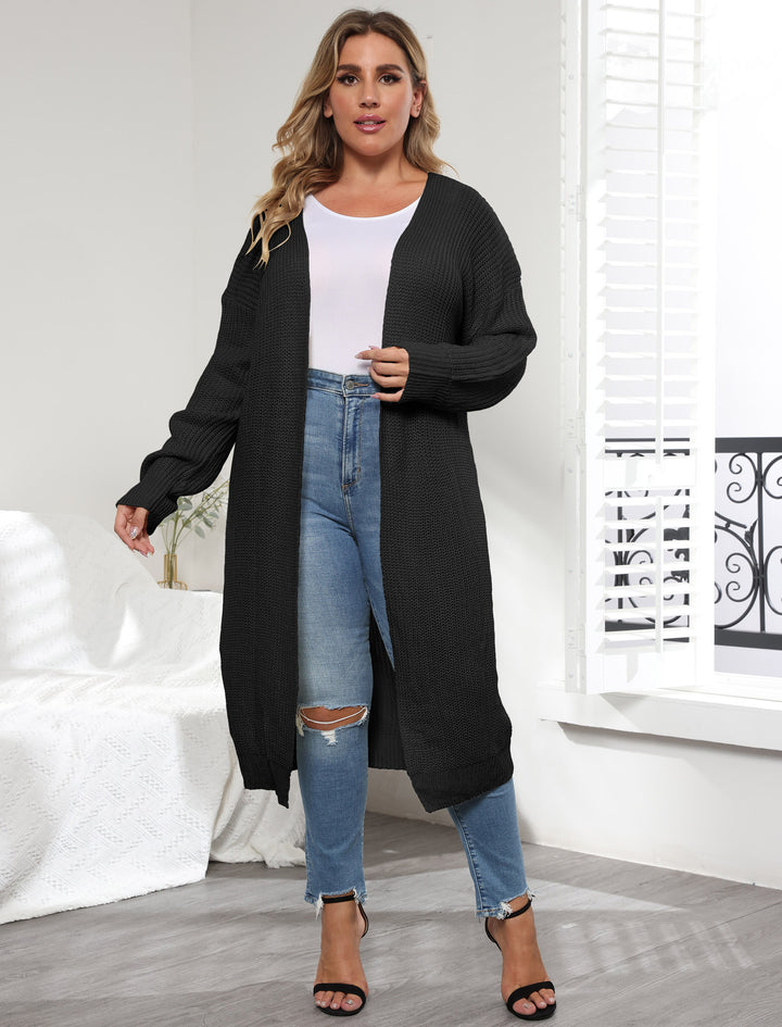 Dame afslappet strik cardigan med brede ærmer og åbne for sider Stilla