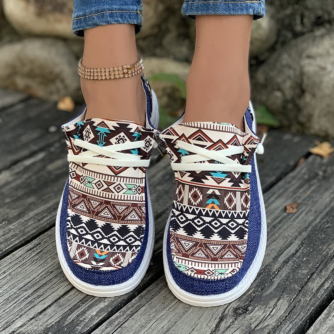Dame mode fritids-sneakers med etnisk mønster Stilla