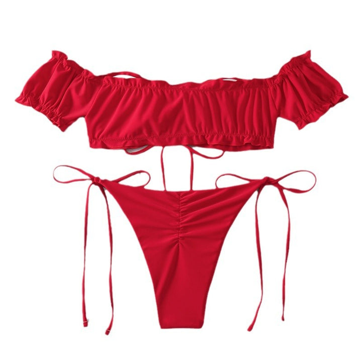 Dame top-bikini med puffærmer og justerbare bindebånd Stilla