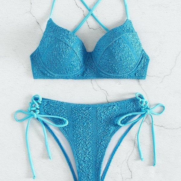 Dame Spidsbesat BH og Højskåret Bikini Sæt Stilla