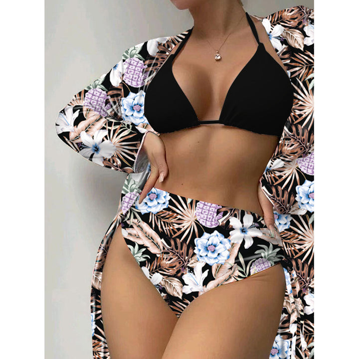 Dame bikini-sæt med blomstermønster og åben kimono Stilla