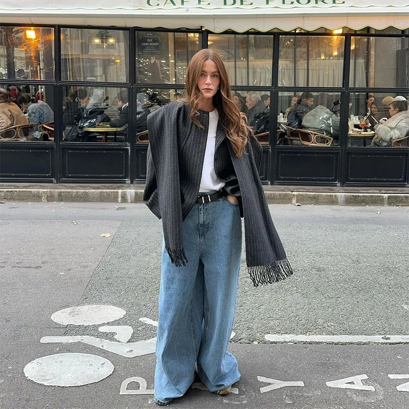 Dame Mode Cape Cut Frakke Stilla
