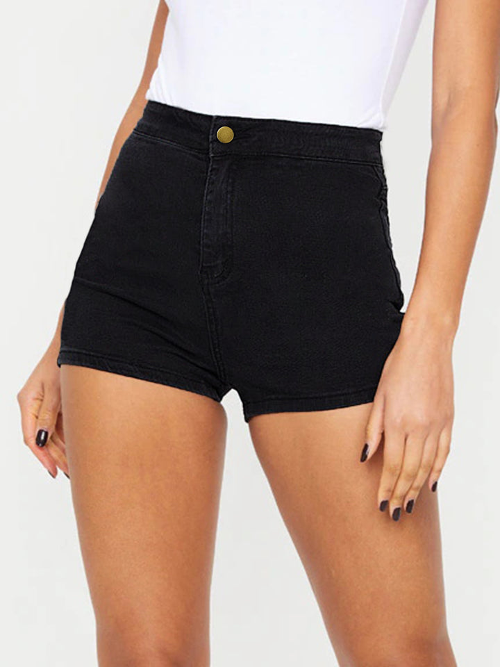 Dame Højtaljede Denim-Shorts med tætsiddende snit og komfortabel stræk Stilla