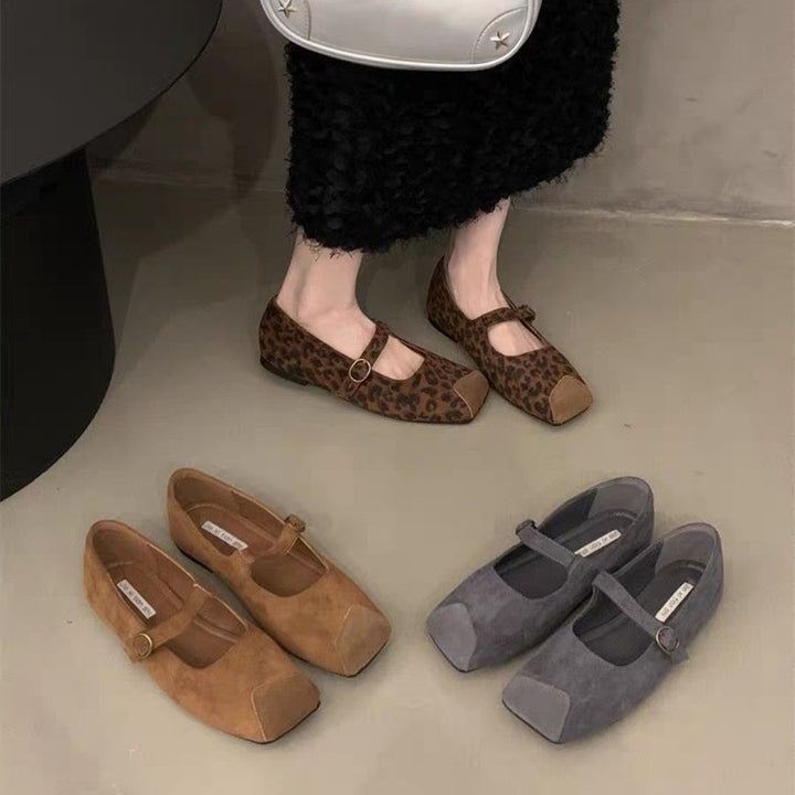 Femme Mary Jane Ballerinas med unikt dyretrykdesign Stilla