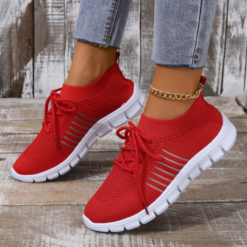 Dame åndbare sneakers med elastisk strikket overdel og skridsikker sål Stilla